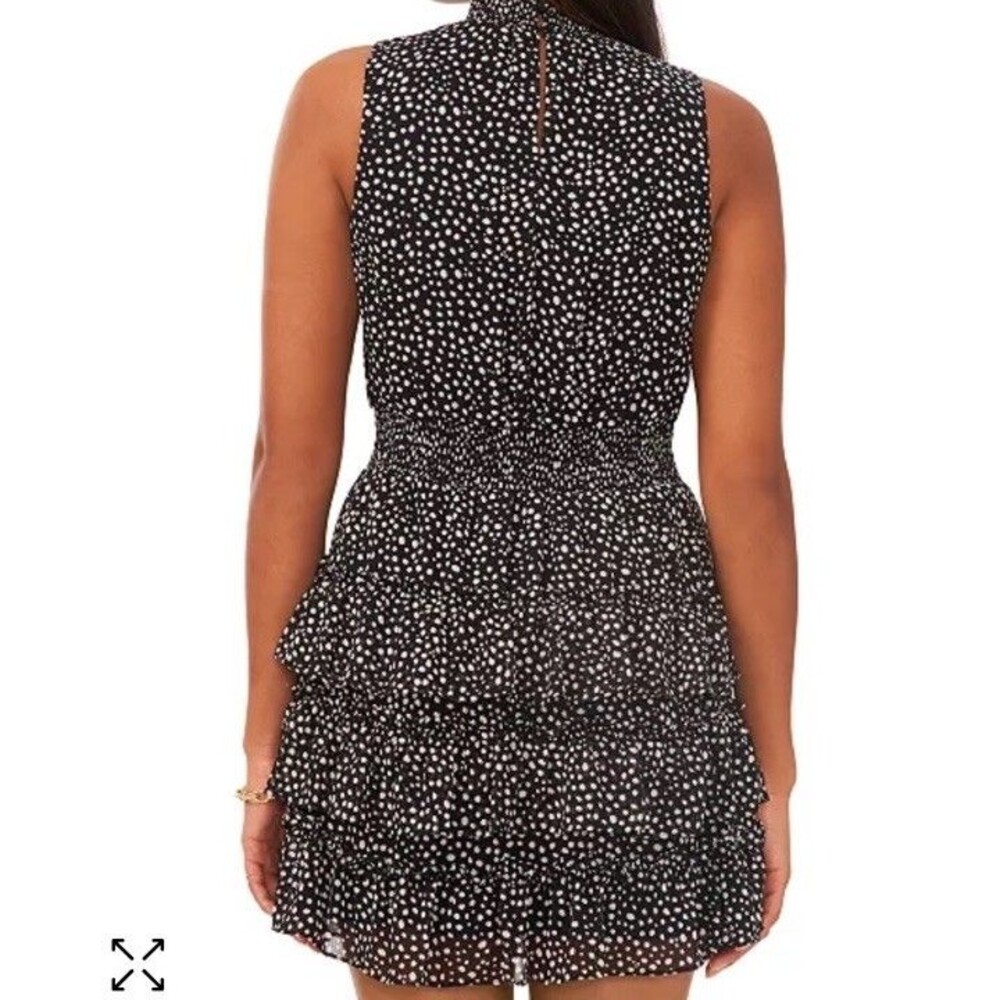 MSK Petite Black Tiered Halter Dress Gold Polka Dots Sz PS Coquette Whimsygoth - Picture 9 of 16